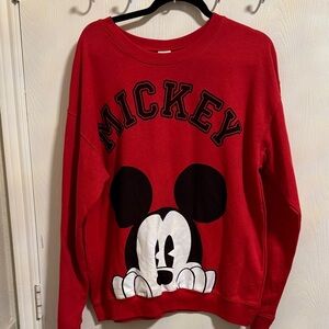 NWOT Disney Mickey Mouse Pull Over Sweatshirt Red Long Sleeve Girl Teen XL 16-17